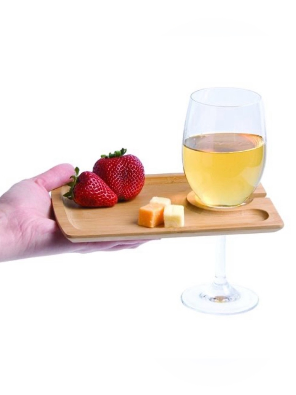 Oenophilia Bamboo Wine Glass Hor D’ oeuvres Bamboo Trays Set of 4 NIB
